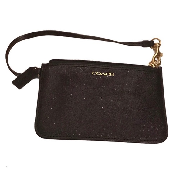 COACH BLACK SPARKLY WRISTLET WITH TWO CARD SLOTS - Picture 2 of 4